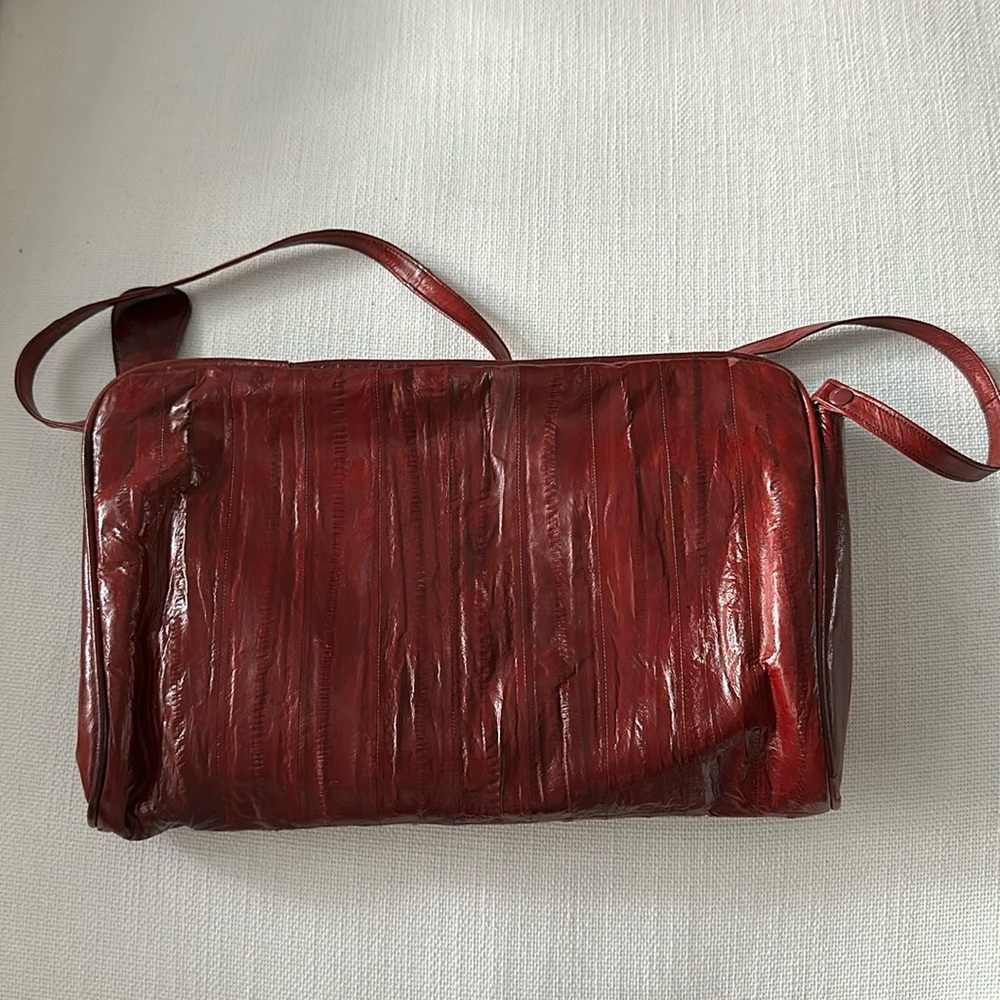 Vintage RARE Eelskin Oxblood red bag Burgundy, very unique, made in Korea